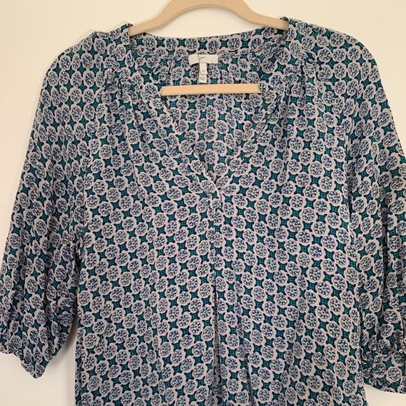 Joie Silk Blouse - Grey, Blue & Green Pattern - XS - Picture 1 of 3
